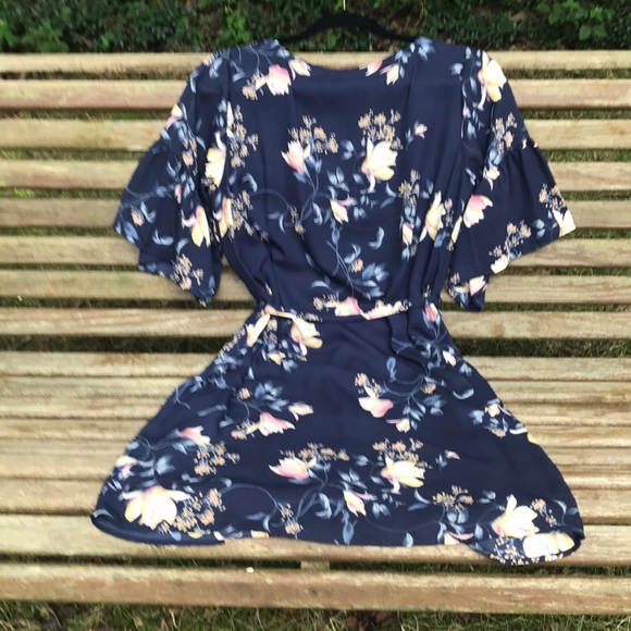 ๐HP๐ NWOT Verse Navy Floral Midi Dress with 3/4 Sleeves - Picture 7 of 8